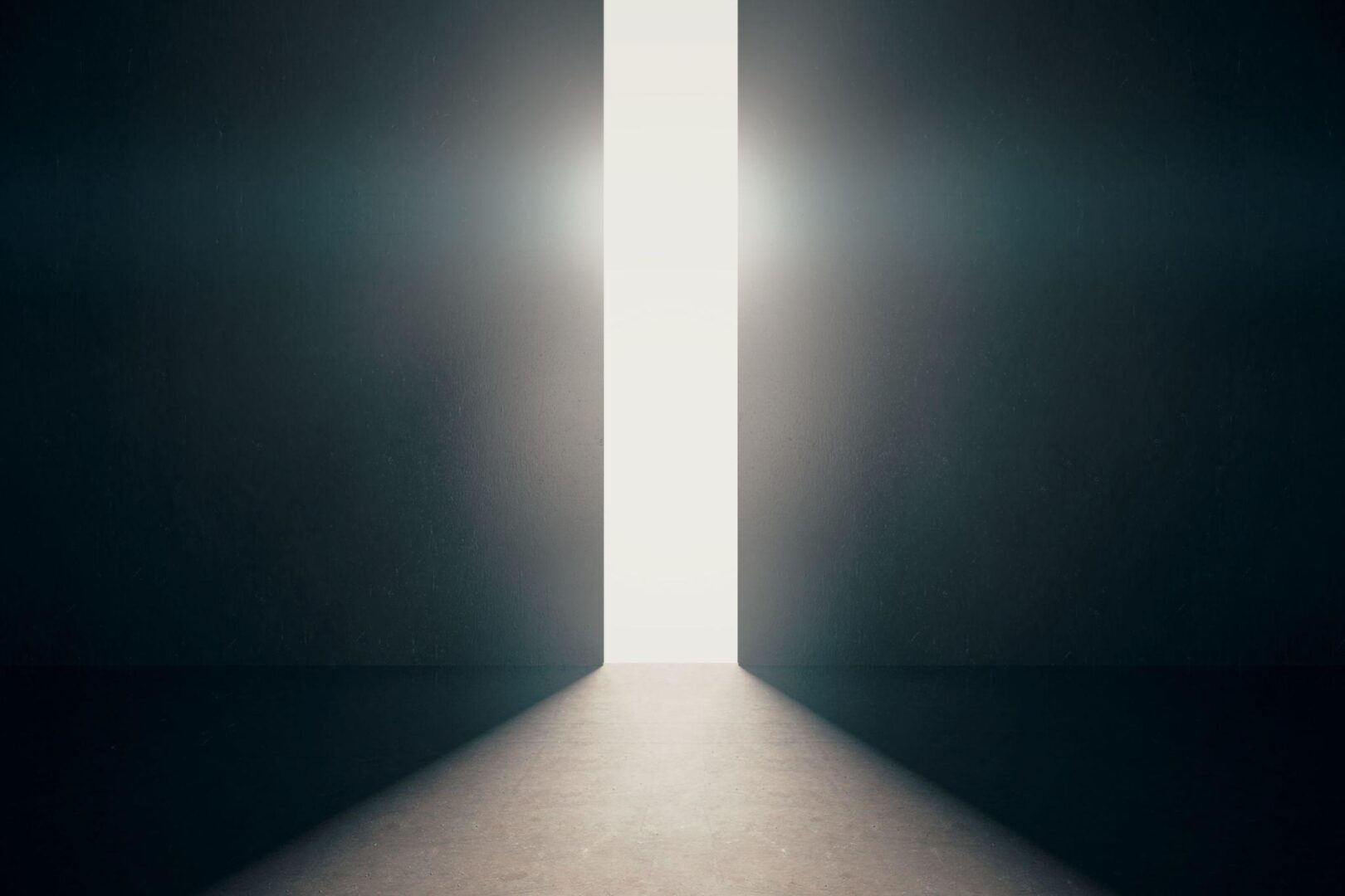 A light shining in the middle of an empty room.